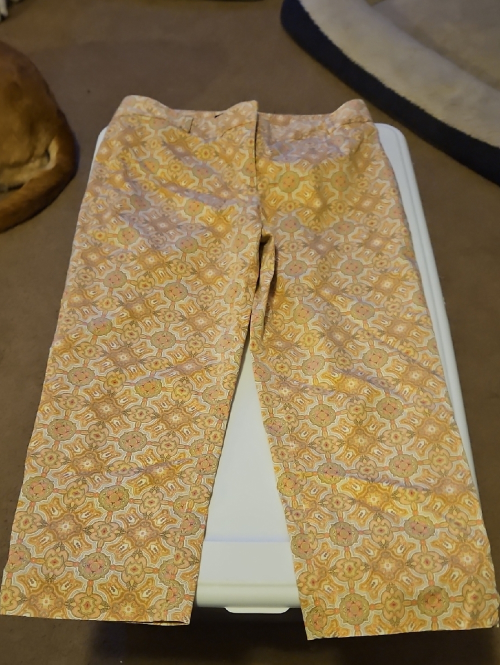 Talbots Yellow and Orange Paisley Wide Leg Pants